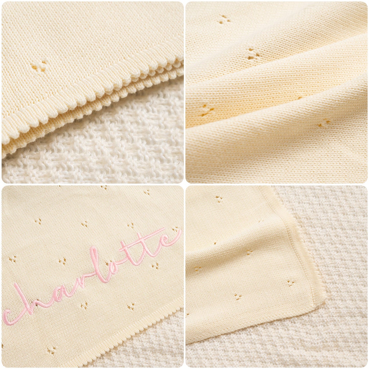 Lightweight Personalized Baby Blanket – Breathable Cotton Knit Infant Blanket, Spring/Summer Newborn Gift
