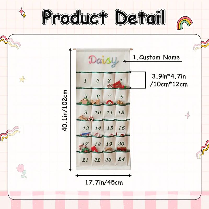 Personalized Christmas Advent Calendar – Custom Name Holiday Countdown for Kids, Family Christmas Decor, Xmas Gift