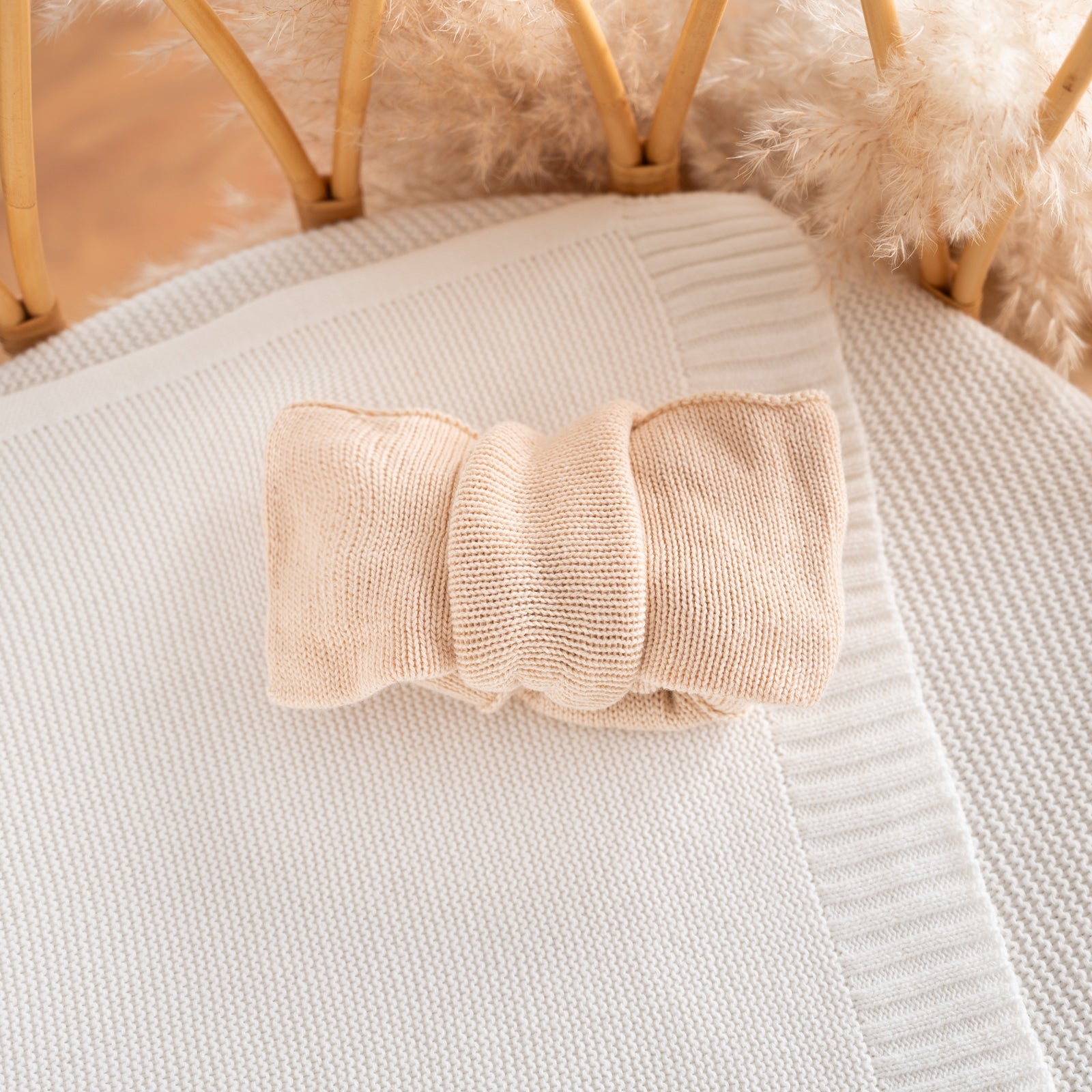 Chunky Knit Topknot – Soft Cotton Newborn Hair Accessory