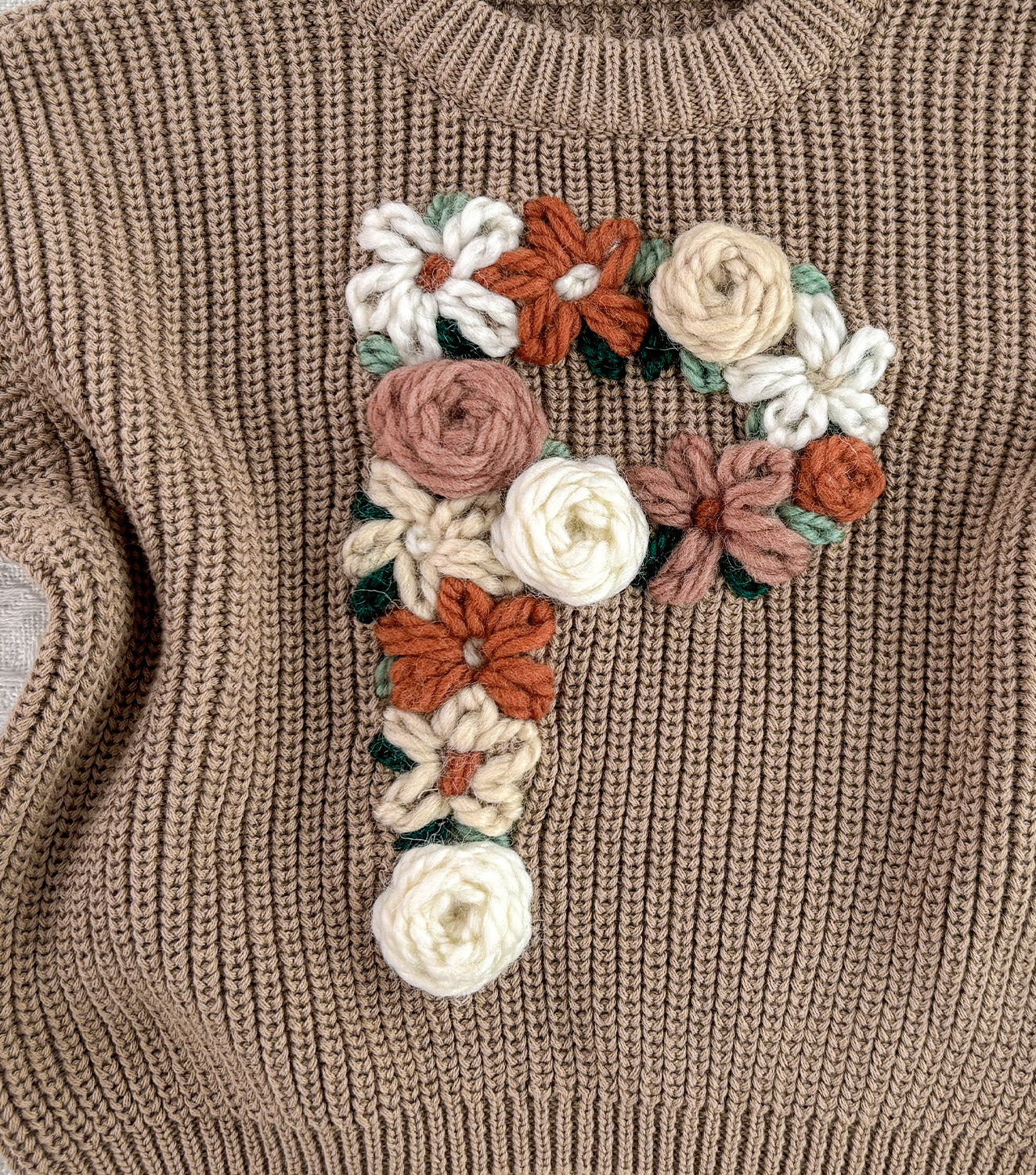 Floral Personalized Baby Sweater – Hand Embroidered Name Knit Sweater, Custom Toddler Outfit, Baby Girl Gift