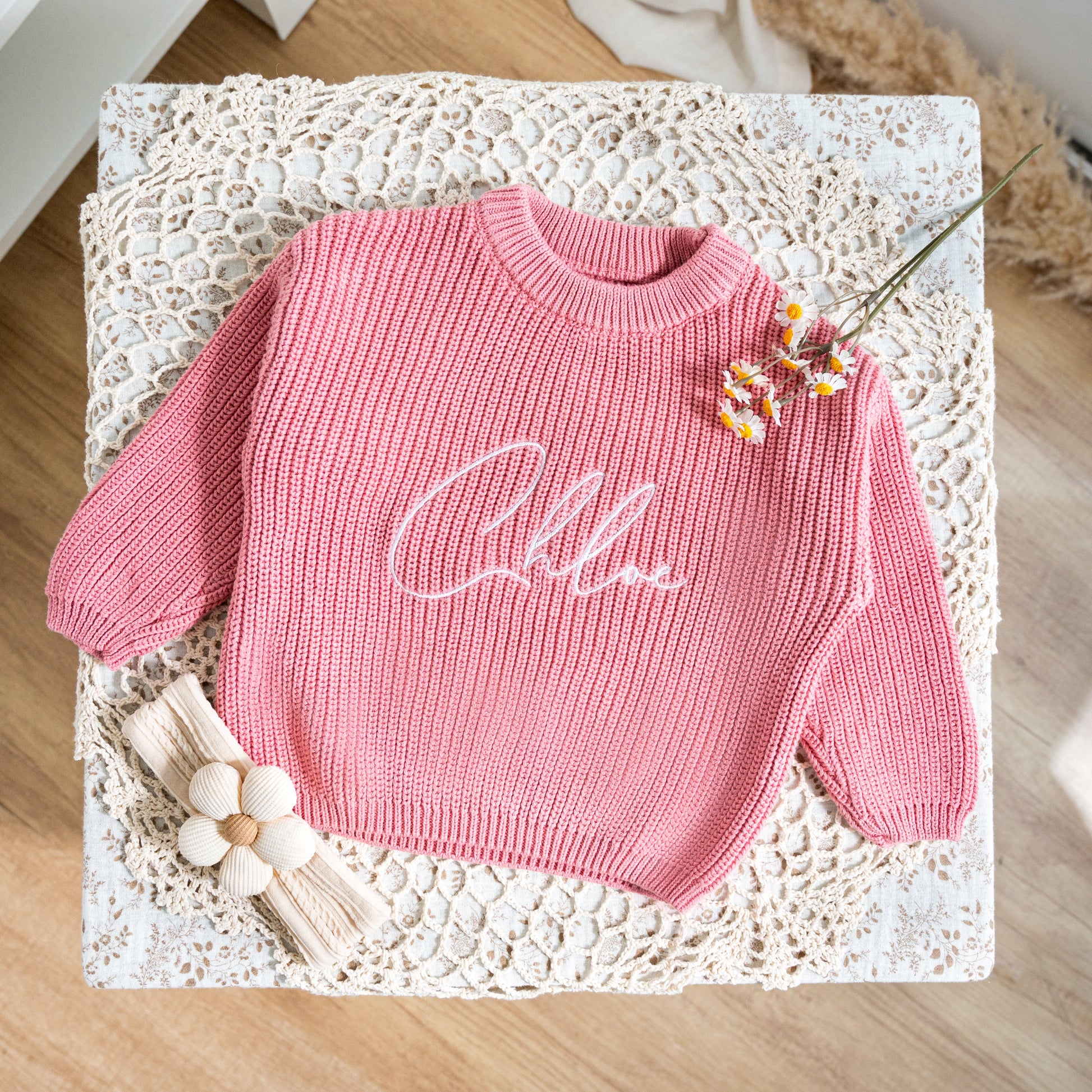 Personalized Baby Name Sweater – Custom Embroidered Knit Sweater, Toddler Outfit, Baby Gift