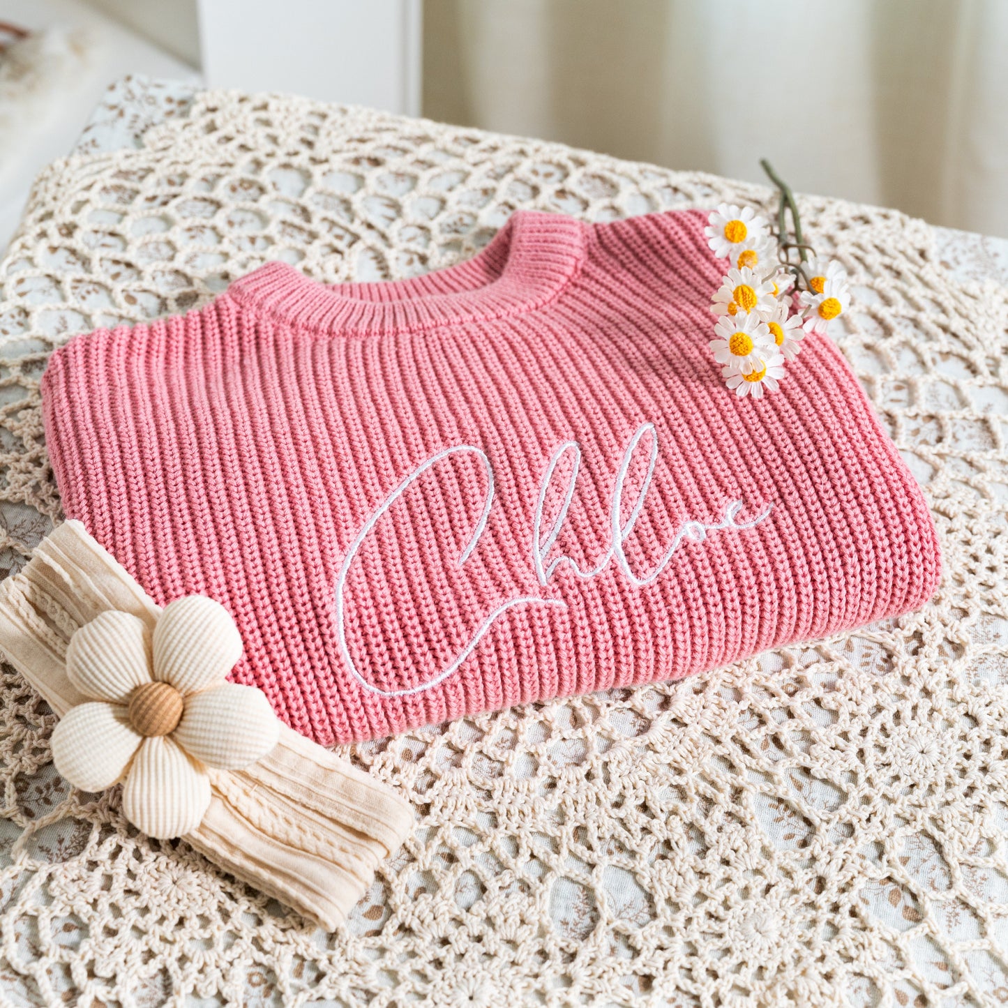 Personalized Baby Name Sweater – Custom Embroidered Knit Sweater, Toddler Outfit, Baby Gift