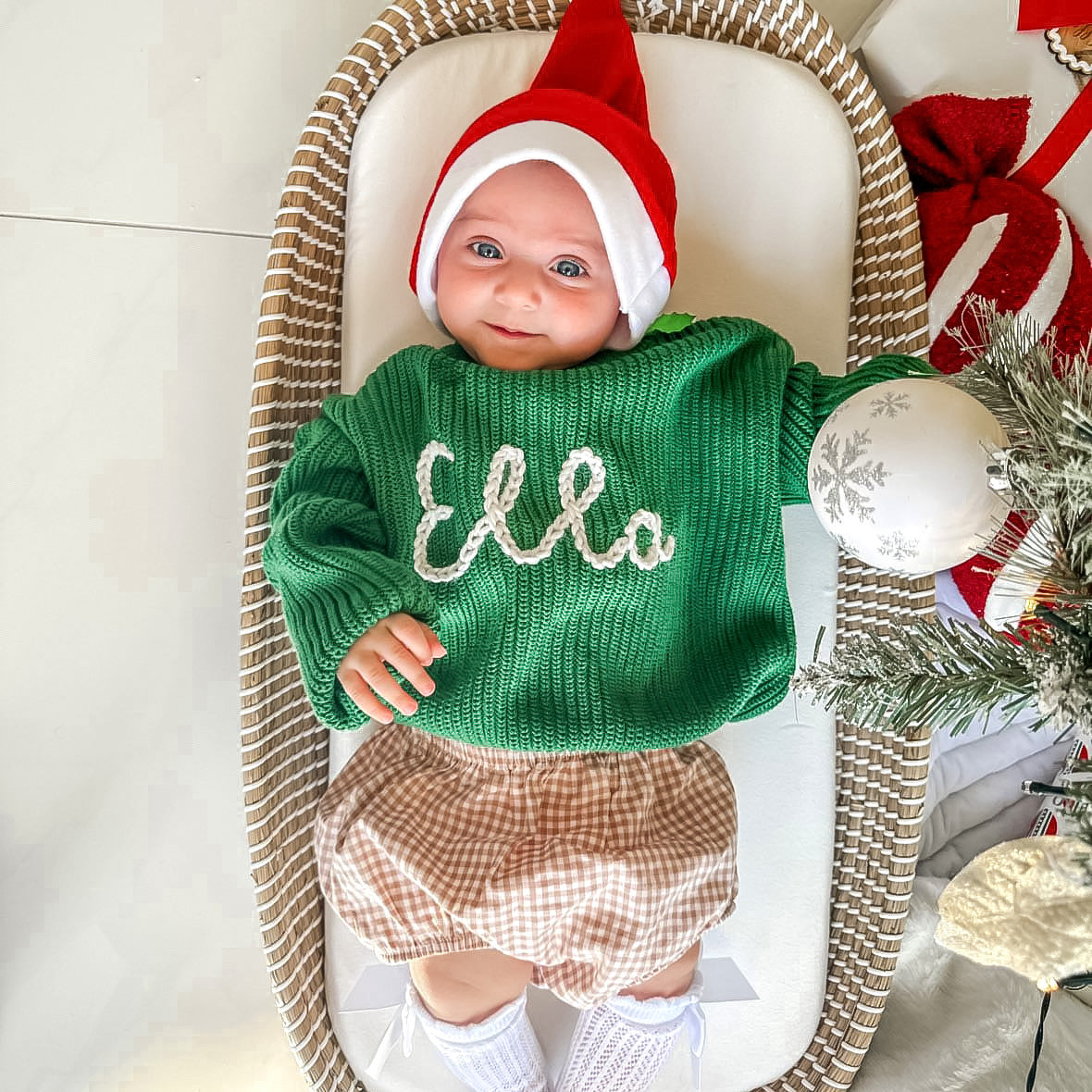 Personalized Baby Name Sweater – Hand Embroidered Knit Outfit, Newborn Gift, Baby Shower Gift
