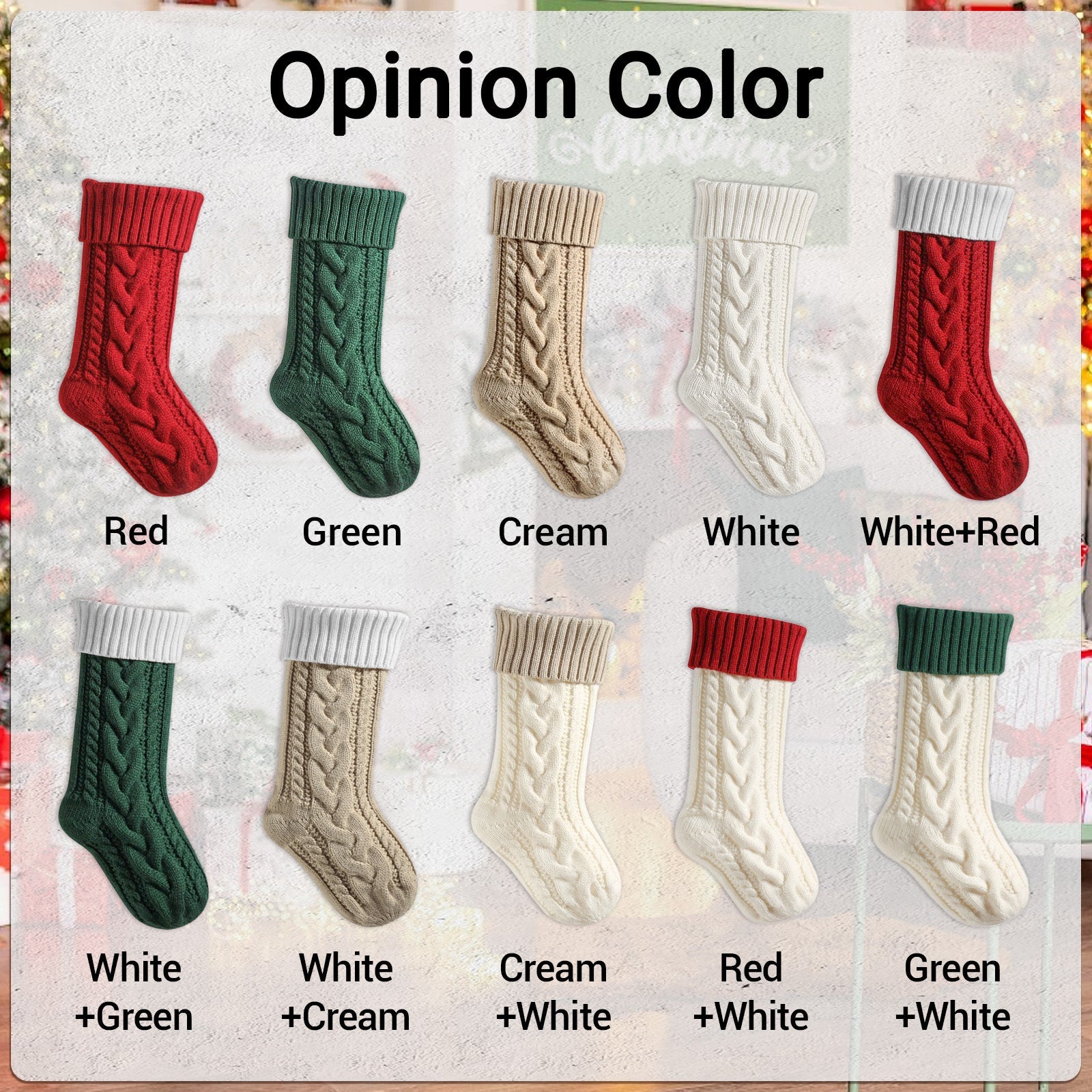 Custom Name Knitted Stockings, Large 18” Embroidered Customized Stocking -A