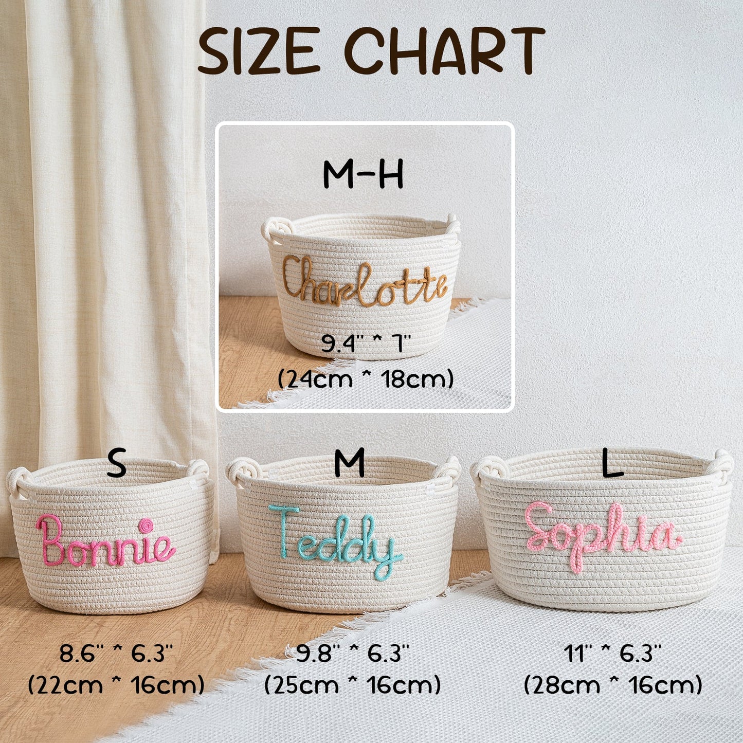 Personalized Baby Gift Basket – Custom Name Cotton Rope Storage Bin, Nursery Organizer, Baby Shower Gift
