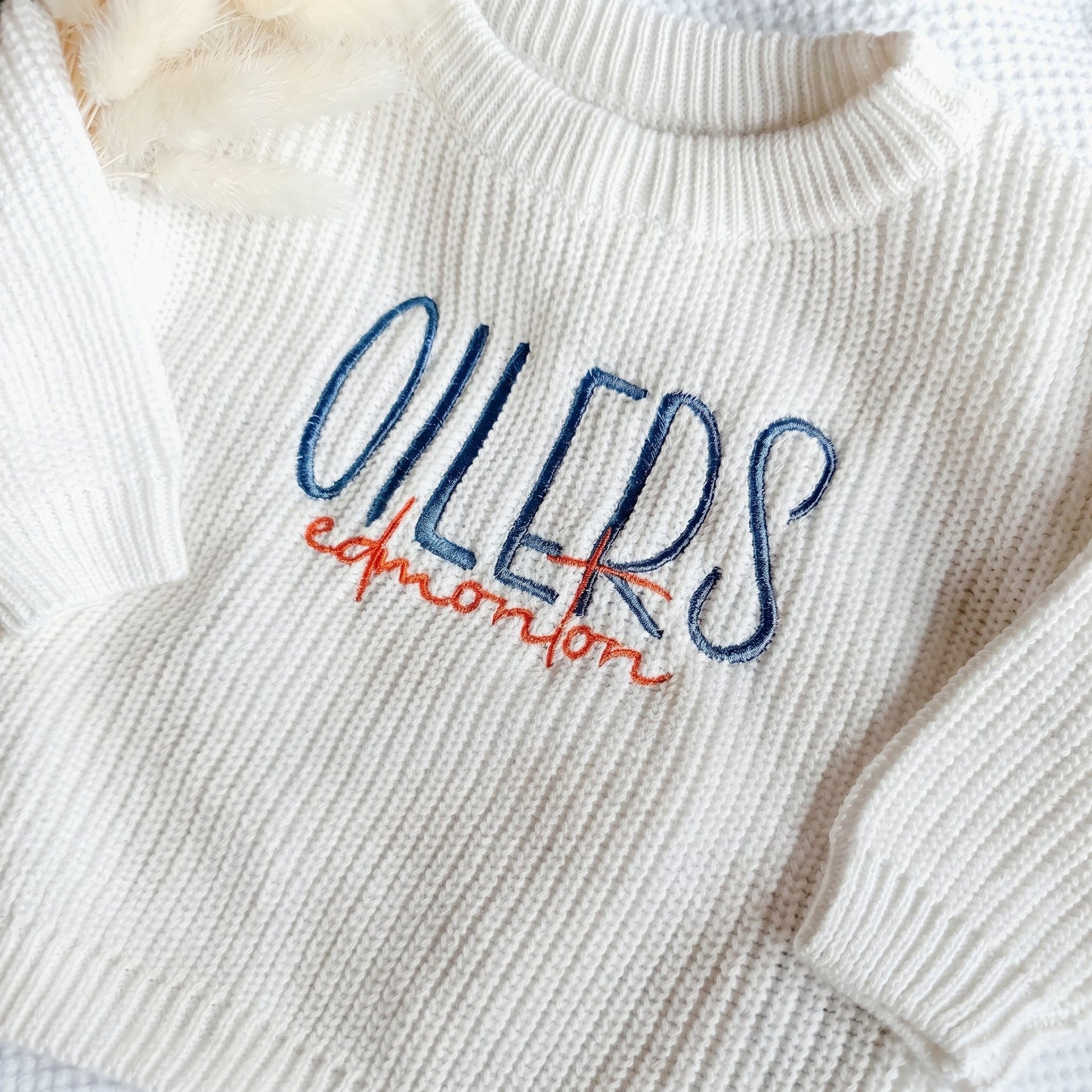 Custom Edmonton Hockey Baby Sweater, Toddler Romper Sports Outfit, Child Hockey Sweater, Football Baseball Soccer Golf Sports Team Baby Gift