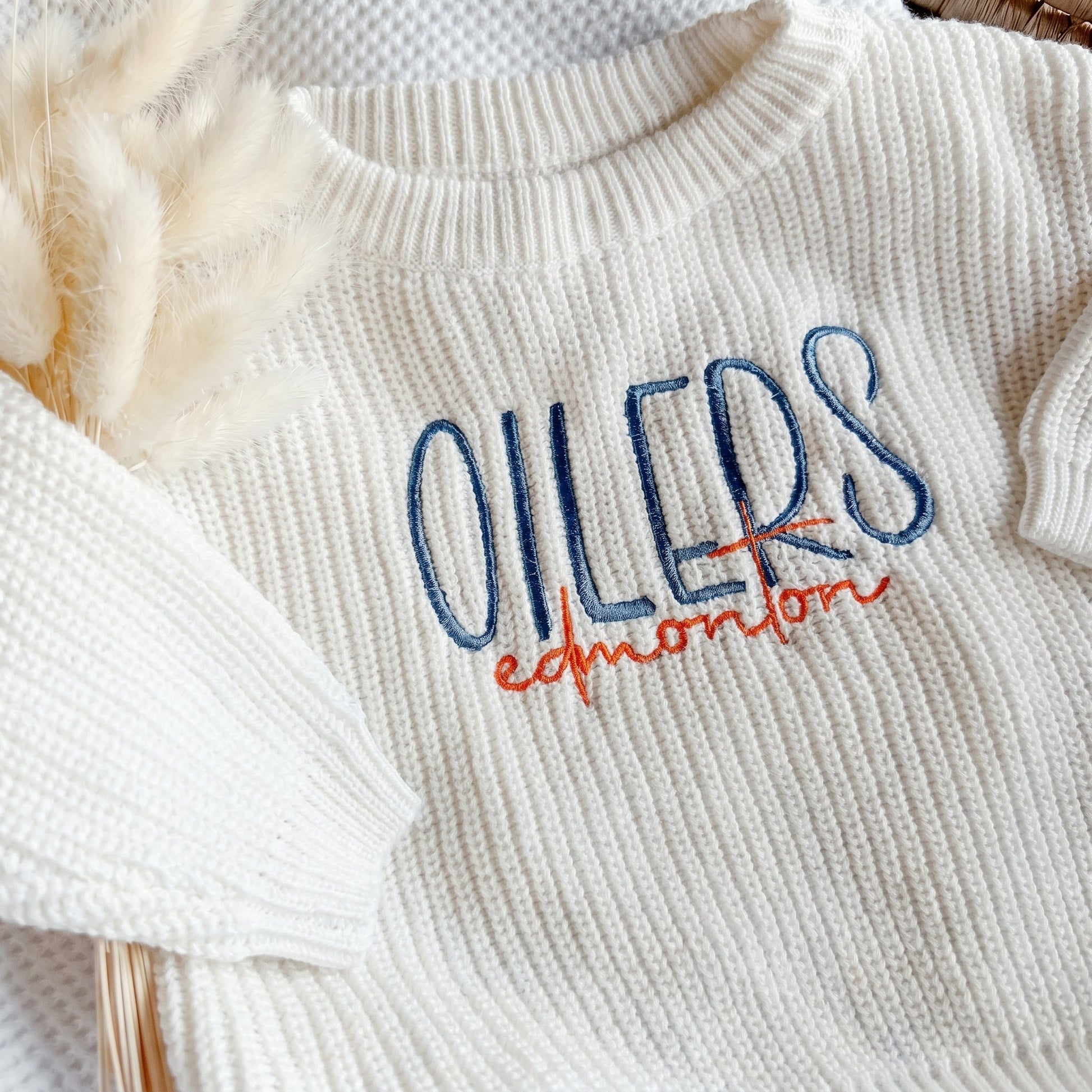 Custom Edmonton Hockey Baby Sweater, Toddler Romper Sports Outfit, Child Hockey Sweater, Football Baseball Soccer Golf Sports Team Baby Gift