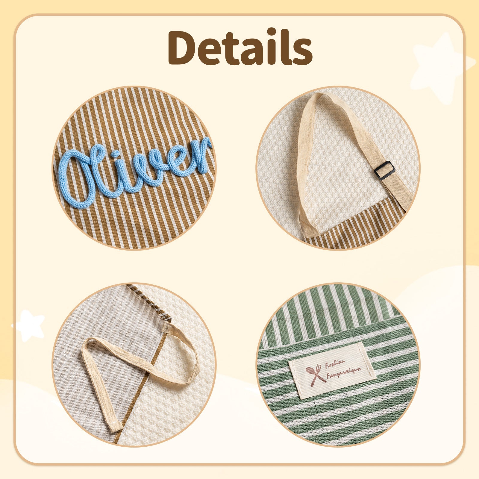 Personalized Hand Embroidered Apron – Custom Name Cooking Apron, Mom & Kids Matching Gift, Mother’s Day Gift