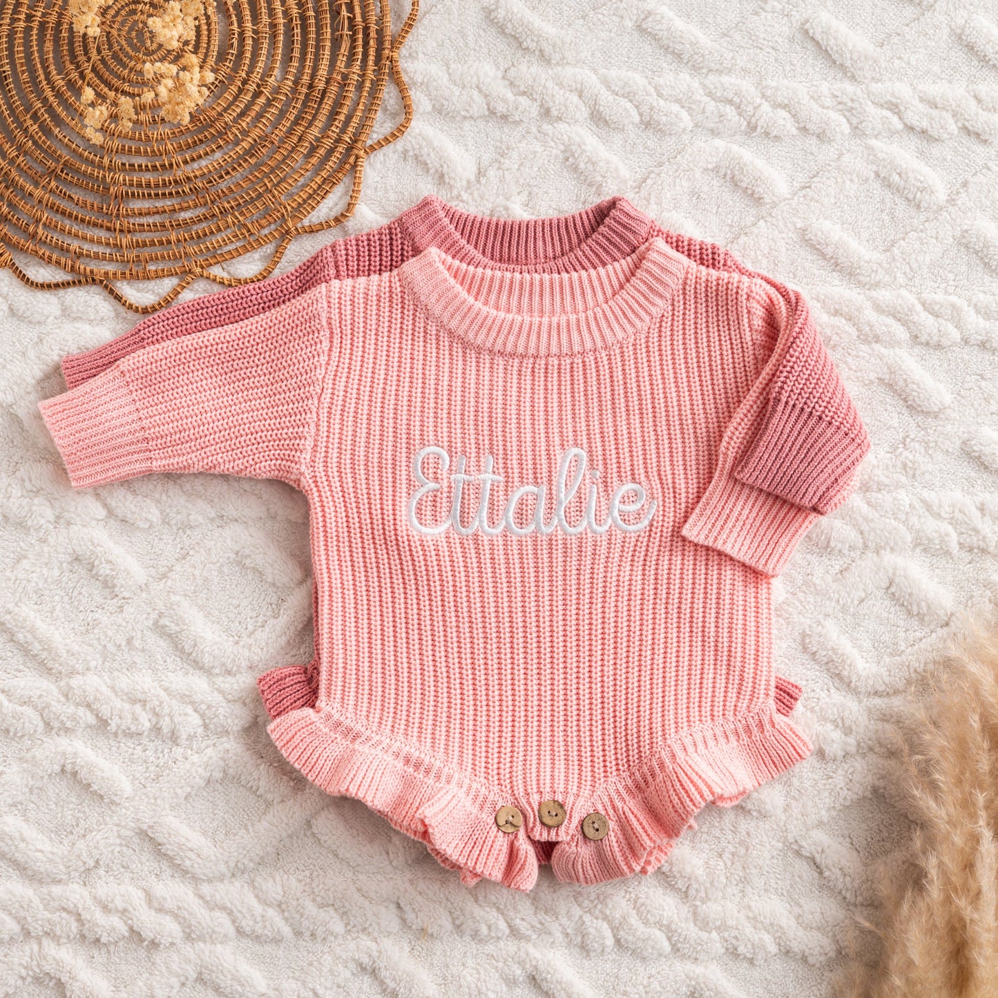 Personalized Baby Announcement Romper – Frill leg Outfit, Custom Newborn Gift