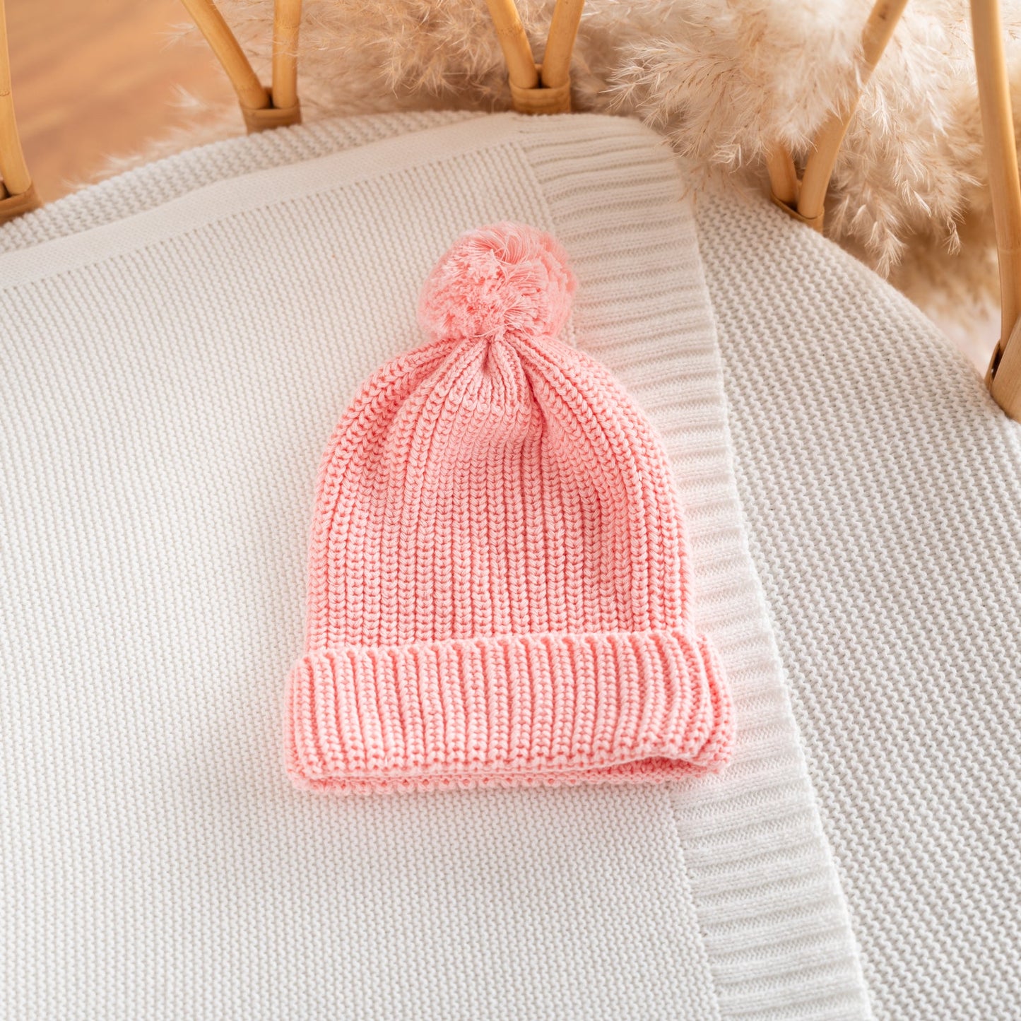 Chunky Knit Beanie – Soft Cotton Infant Hat, Newborn Essential Gift