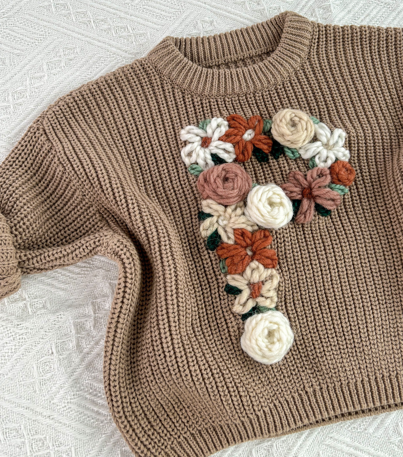 Floral Personalized Baby Sweater – Hand Embroidered Name Knit Sweater, Custom Toddler Outfit, Baby Girl Gift