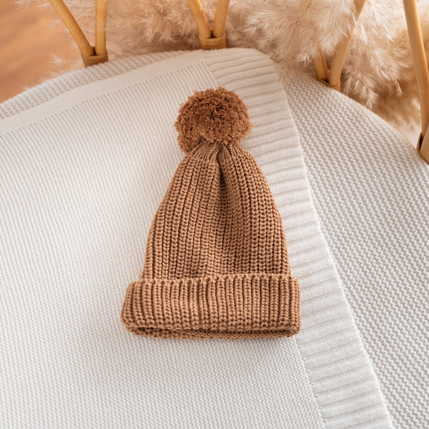 Chunky Knit Beanie – Soft Cotton Infant Hat, Newborn Essential Gift