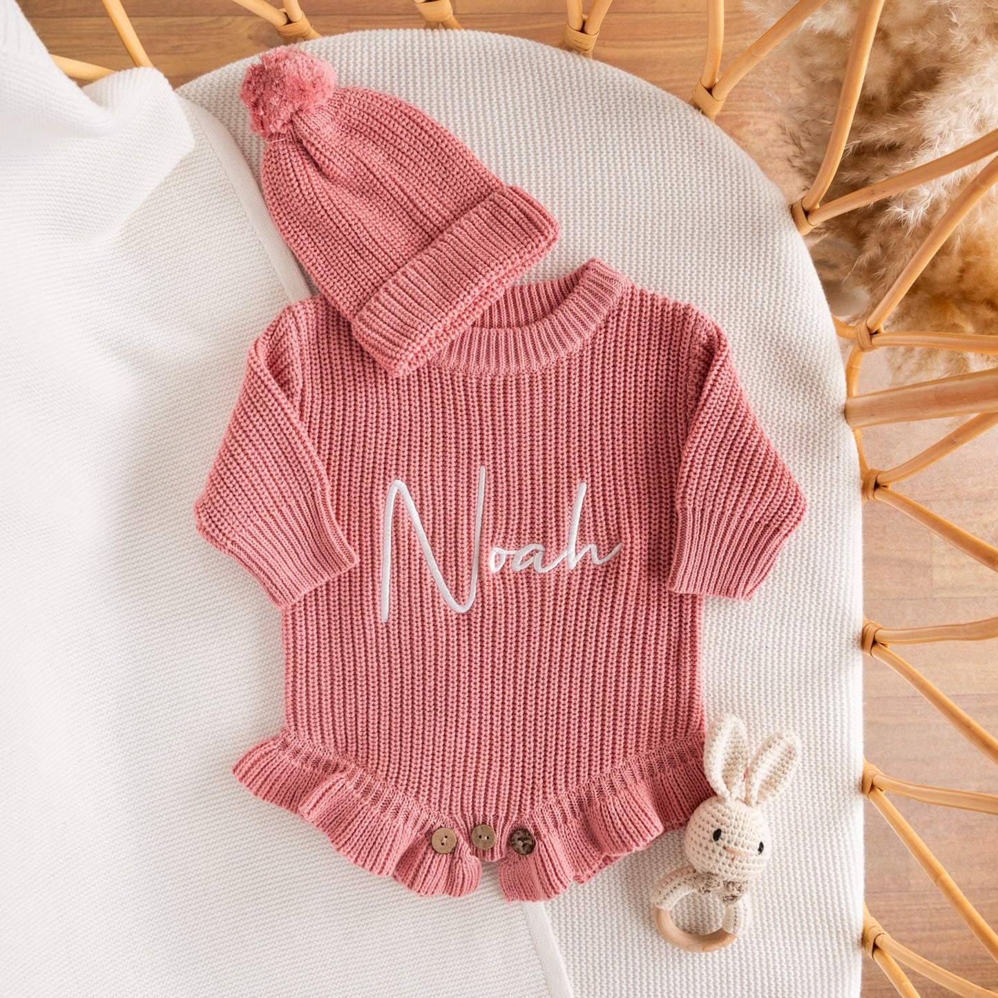Personalized Baby Announcement Romper – Frill leg Outfit, Custom Newborn Gift
