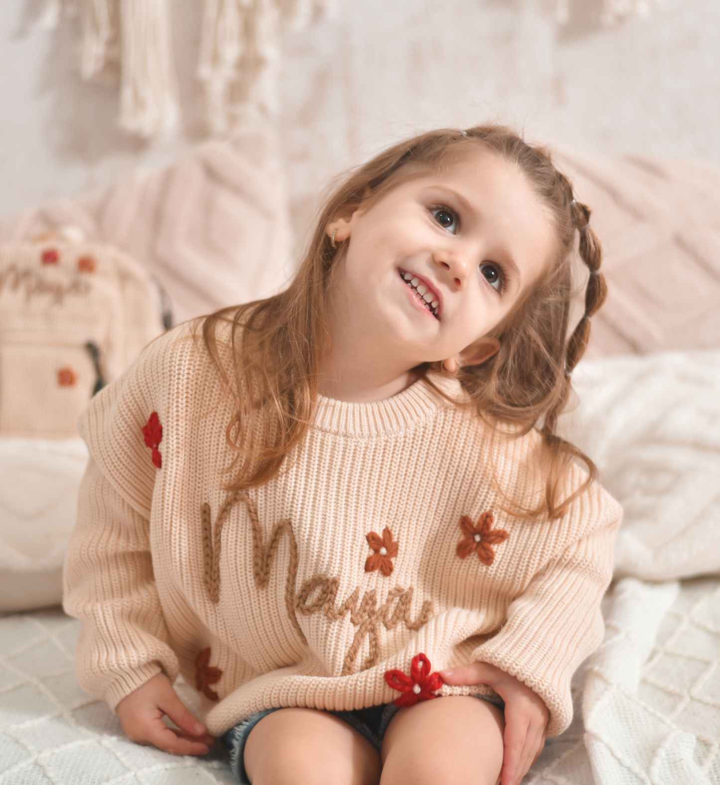 Personalized Baby Name Sweater – Hand Embroidered Knit Outfit, Newborn Gift, Baby Shower Gift