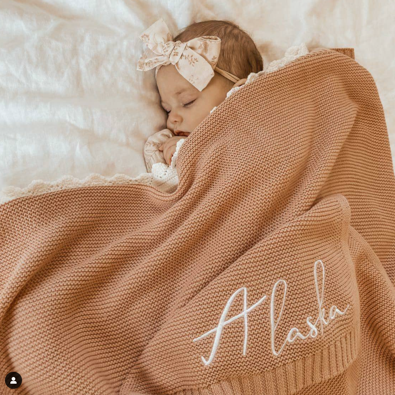 Personalized Embroidered Baby Name Blanket – Soft Cotton Knit Newborn Blanket, Baby Shower Gift