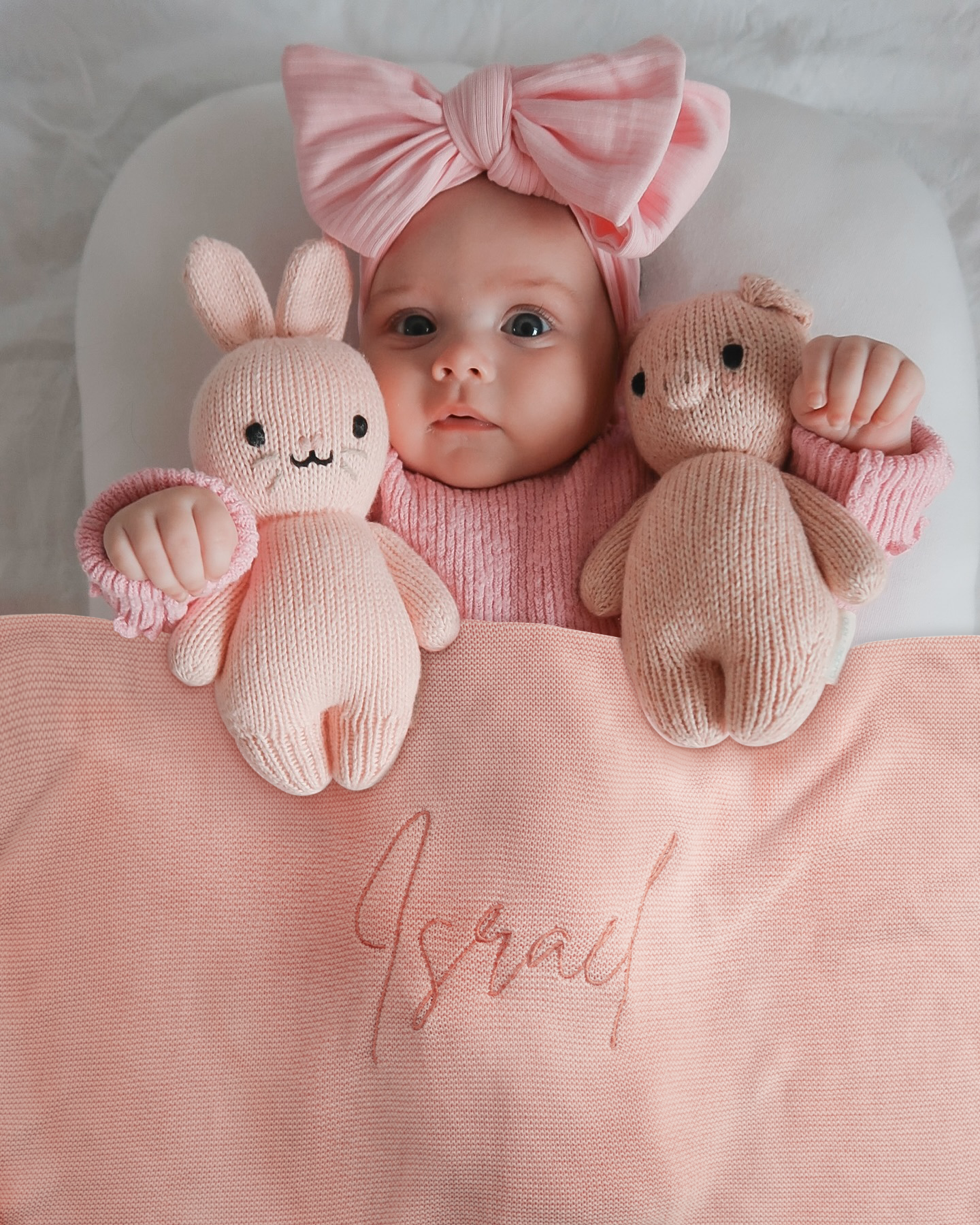 Personalized Embroidered Baby Name Blanket – Soft Cotton Knit Newborn Blanket, Baby Shower Gift