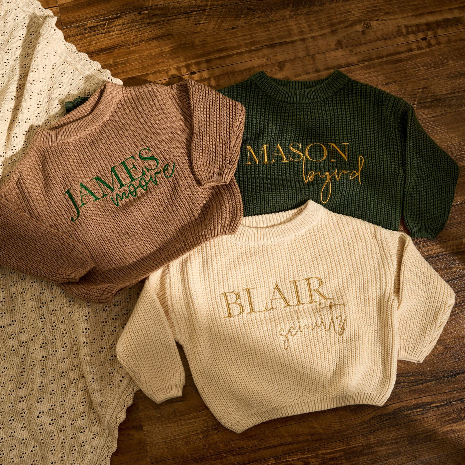 Personalized Baby Name Sweater – Custom Embroidered Knit Sweater, Toddler Outfit, Baby Gift