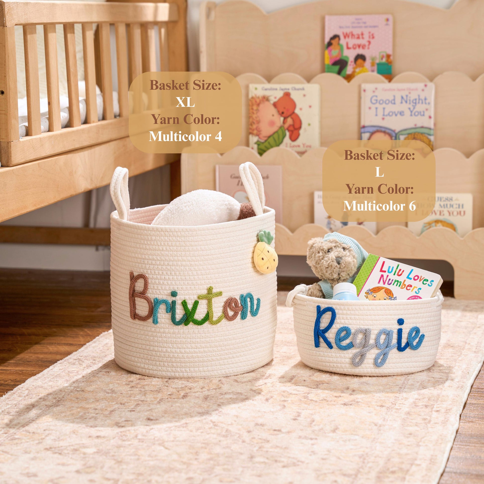 TieDapperStudio Handmade Knit Basket Cotton Toy Organizer