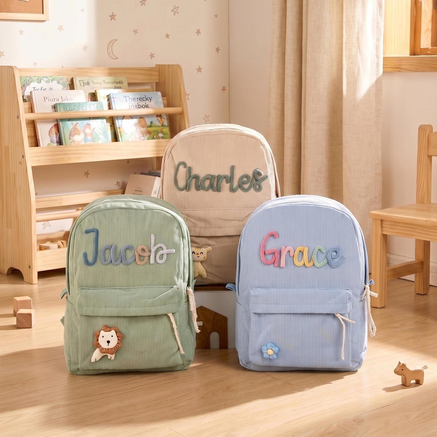 TieDapperStudio Personalized Kids Backpack Back to School Cotton Handmade