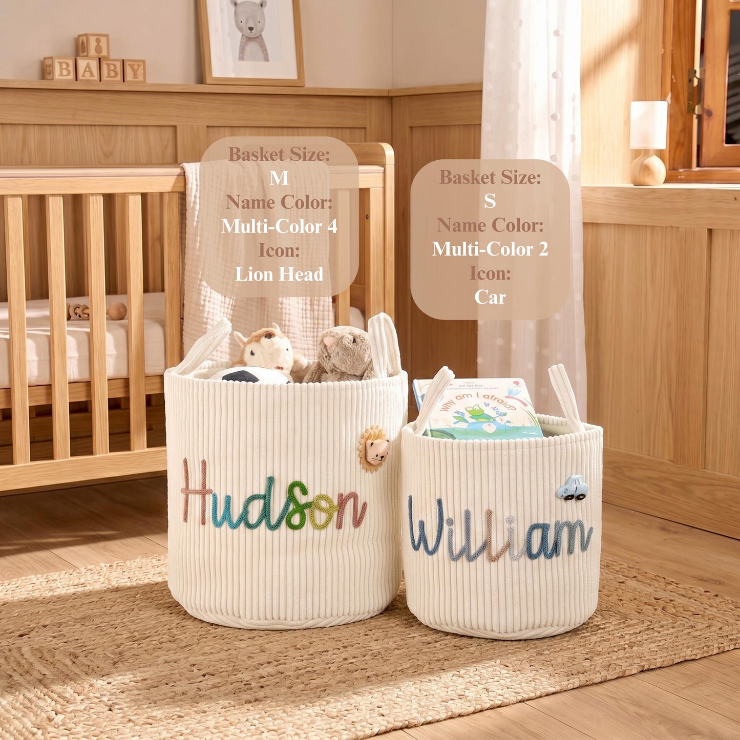 TieDapperStudio Handmade Baby Shower Gift Basket Nursery Organizer Natural Cotton