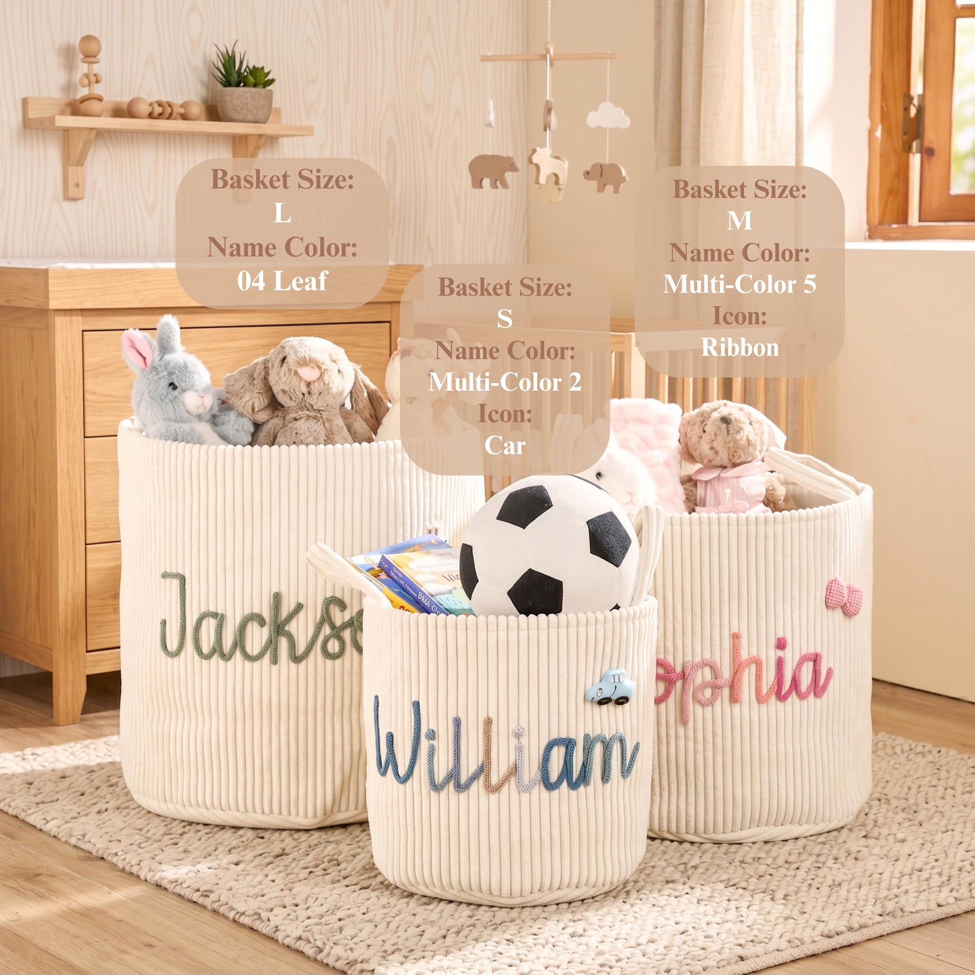 TieDapperStudio Handmade Baby Shower Gift Basket Nursery Organizer Natural Cotton