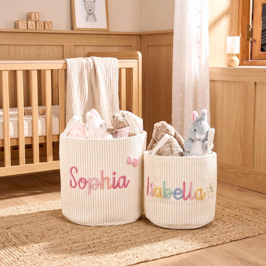 TieDapperStudio Handmade Baby Shower Gift Basket Nursery Organizer Natural Cotton