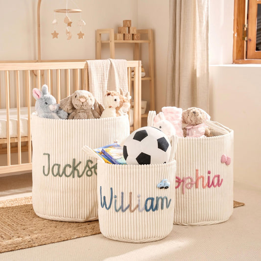 TieDapperStudio Handmade Baby Nursery Basket Natural Cotton Personalized