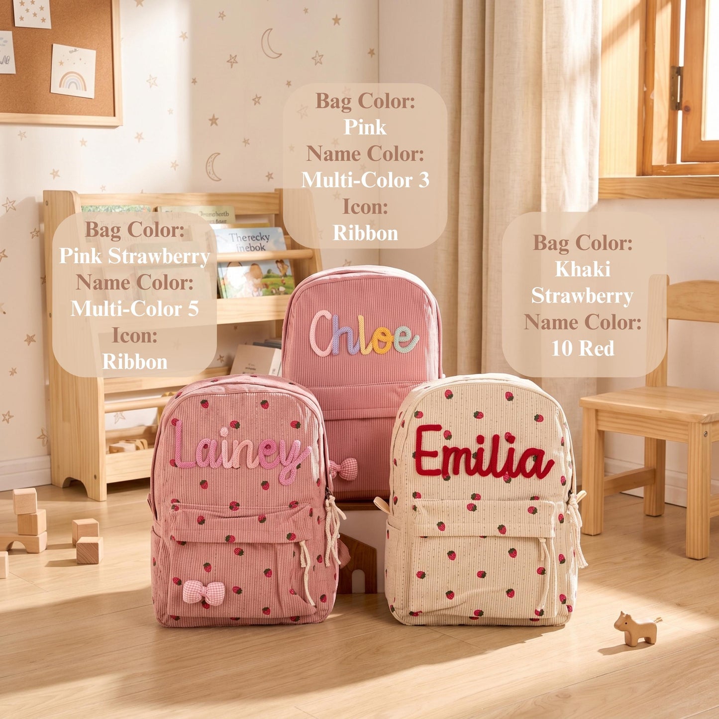 TieDapperStudio Personalized Kids Backpack Back to School Cotton Handmade
