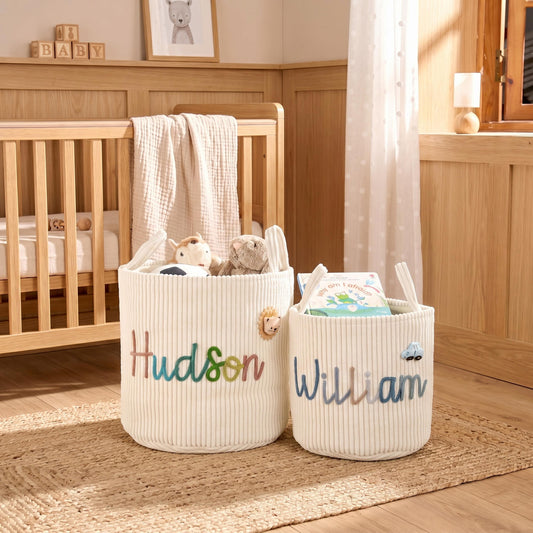 TieDapperStudio Handmade Baby Shower Gift Basket Nursery Organizer Natural Cotton