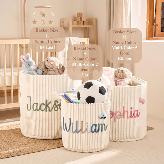 TieDapperStudio Handmade Baby Nursery Basket Natural Cotton Personalized